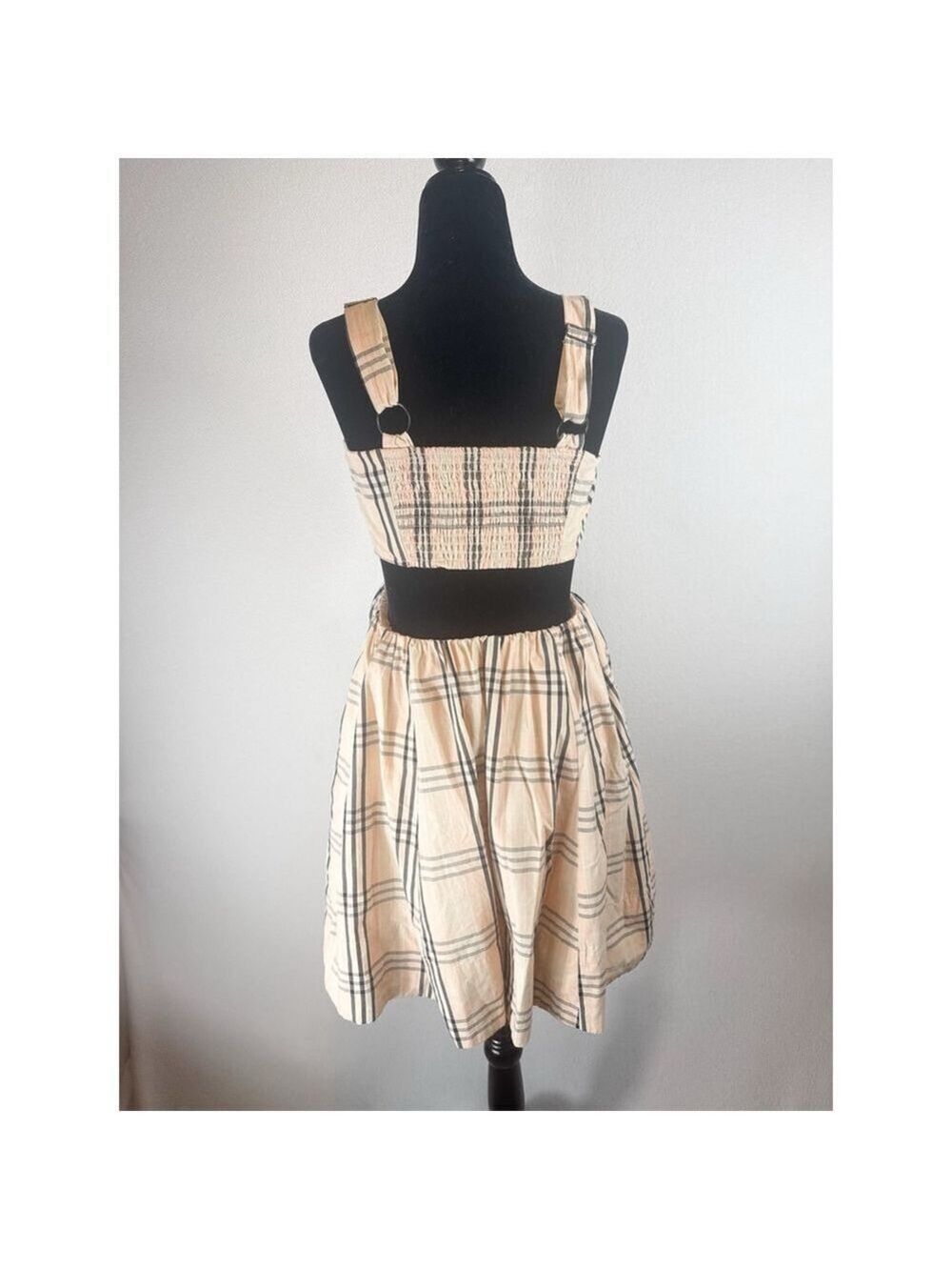 NWOT Free People $138 Plaid Cutout Mini Dress Size Small - Picture 7 of 7